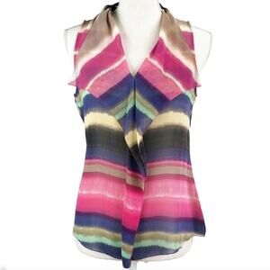 Watercolor Stripe Semi-Sheer Top Ecru Brand Multicolor M